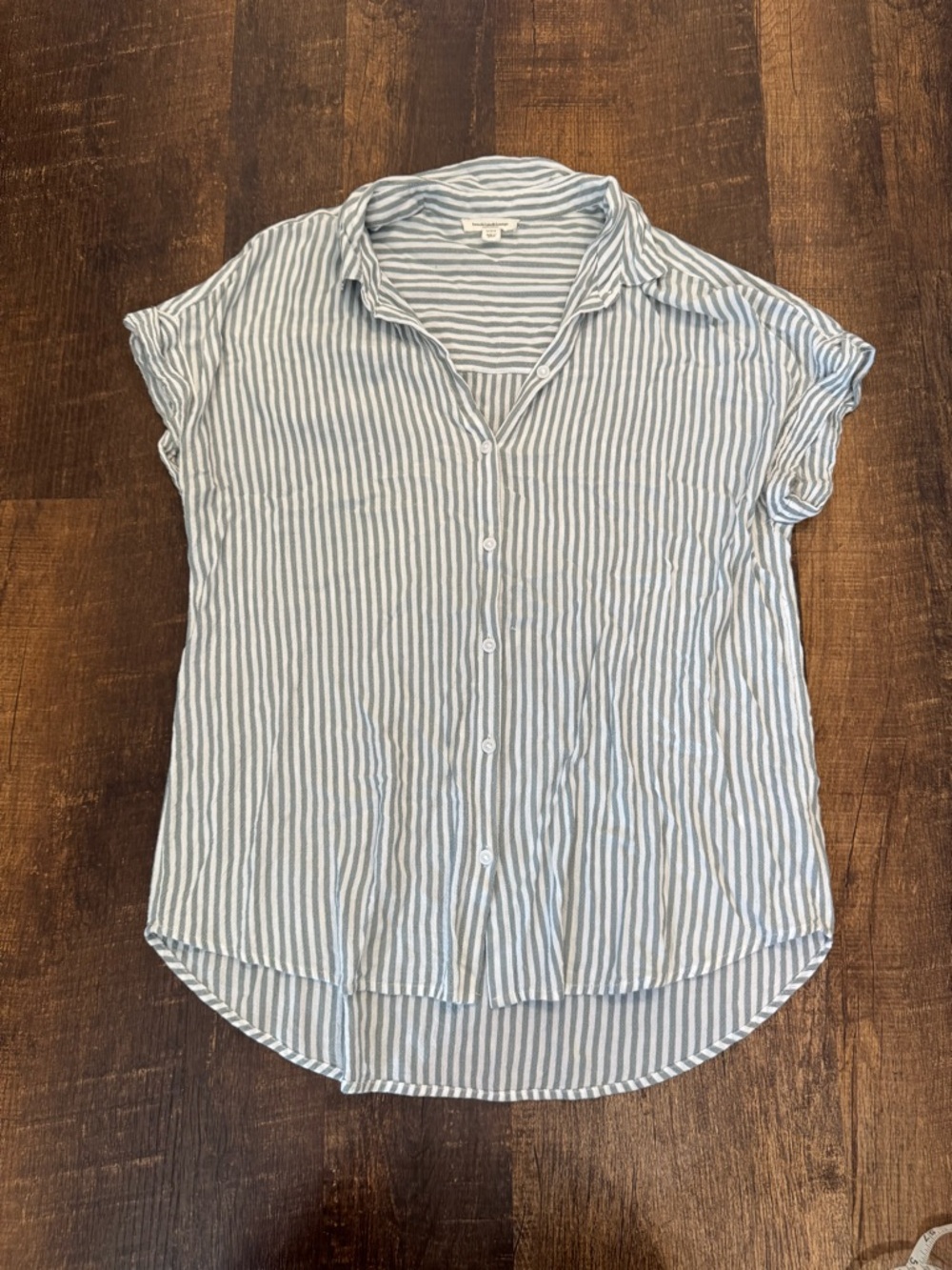 Beach lunch lounge light Blue Stripe Button-Front Women's Top